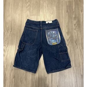 Vintage Iceberg History Jean Shorts Mens 34 Scooby Dark Wash Skater Distressed